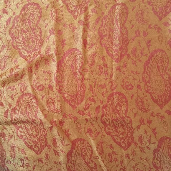 Orange Paisley Cashmere Slik Scarf Shawl Wrap Stole Silk Soft Women Warm 28 x 70 - Picture 14 of 16